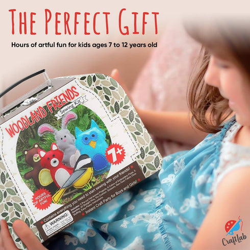 Woodland Animals Kids Sewing Kit, Educational Arts & Crafts Gift for Ages 7 to 13