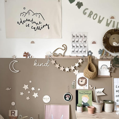 QENWWENG 10 Pieces Boho Nursery Star Wall Decor,Wooden Baby Room Star Wall Decor,Wooden Star Decoration for Children
