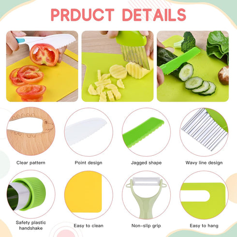 13 Pieces Montessori Kitchen Tools for Toddlers, Real Cooking Sets, Toys for 2-8 Year Old Kids