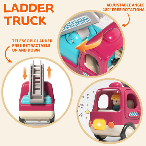 Baby Toys with Fine Motor Activities, Push & Go Cars for 1-3 Year Olds, 2 Pack Interactive Toys
