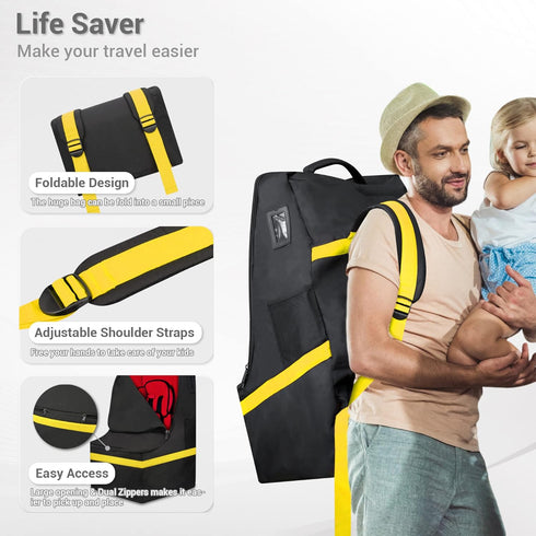 ProFaster Backpack 3-in-1Convertible, Car Seat Travel Bag - Padded, Comfortable, Durable, Roomy Gate Check Carseat