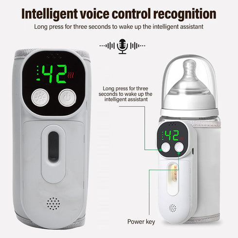 Pssopp Portable Baby Bottle Warmer, Breast Milk or Water Heater with Sound Voice Control for Vehicle Car Airplane