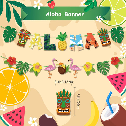 Aloha Banner: No DIY Luau Banner for Hawaiian Tropical Theme Summer Beach Pool Party Decorations & Supplies