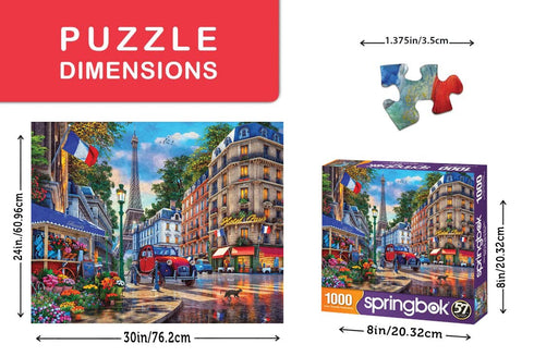 Majestic by Springbok - 1000 Piece Jigsaw Puzzle - Paris Street Life - Made in USA - Compact Box