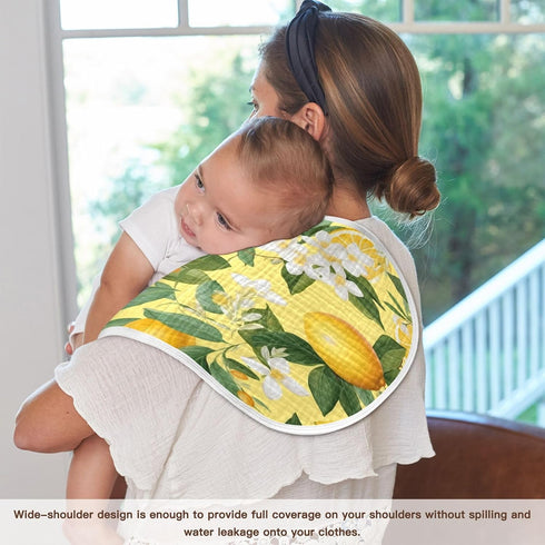 Bulletgxll Set 4, Lemon Flower Unisex Baby Burp Cloths of Soft Absorbent Organic Cotton Muslin Burping Cloths