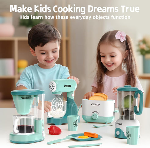 Set, 3 4 5 6 BRIGPICIOUS Kids Play Kitchen Accessories Toys Pretend Play Kitchen Appliances Kit - Blender, Coffee