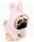 9 GUND Doug The Pug Fuzzy Pink Bunny Hoodie Doug Plush Stuffed Animal, Pink
