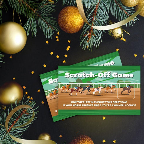 50 Pack Adventure Theme Scratch Off Game | Horse Race Scratch Card for Baby Shower & Birthday Party