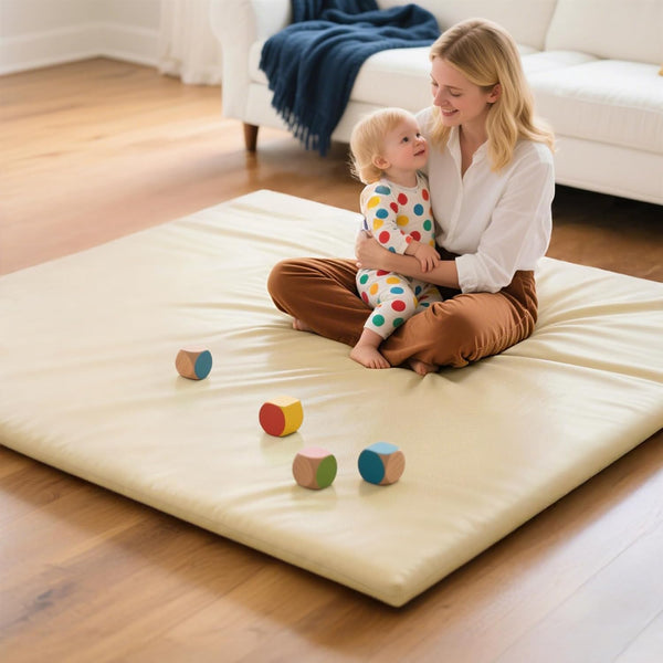 Baby Mat for Floor, Thick Soft Non-Toxic Vegan Leather Baby Play Mat,