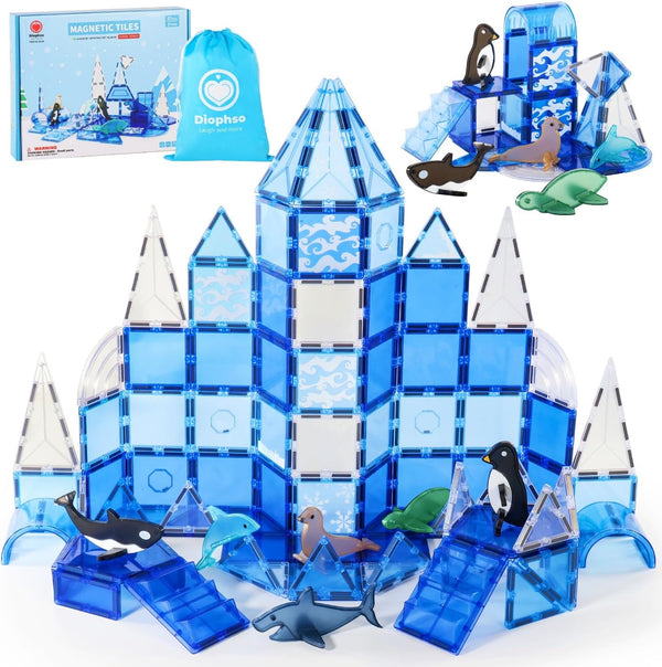 Magnetic Tiles for Kids Ages 3-8 - Arctic Animal Magnetic Building Set with 6 Sea Animals, Educational Magnet Blocks