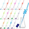 Tanlade 32 Pieces Science Party Theme Cups Set with Plastic Reusable Conical Flask Bottles, Silly Loop Straws
