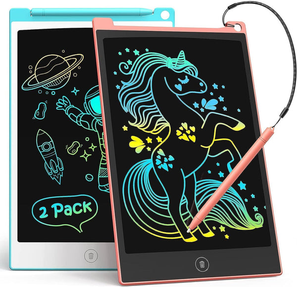 TECJOE 2 Pack LCD Writing Tablet, 8.5 Inch Colorful Doodle Board for Kids, Travel Games and Learning Toys