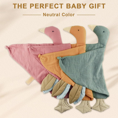 Security Blanket Loveys for Babies Boy Girl, Muslin Baby Lovey Security Blanket, Soft Organic Cotton Goose Lovey