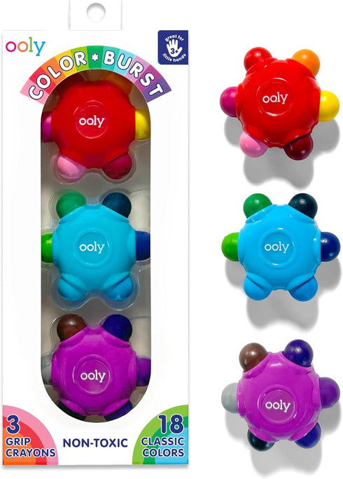 Ooly Color Burst Grip Crayon for Toddlers and Little Hands, Set of