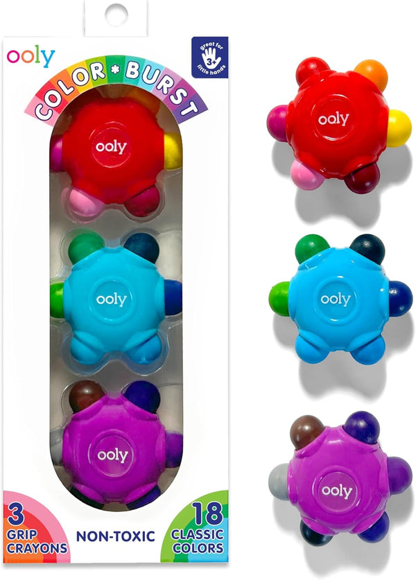 Ooly Color Burst Grip Crayon for Toddlers and Little Hands, Set of