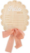 YOUAME Girls Hello World Wood Sign - Newborn Birth Announcement Plaque, Scallop Edge