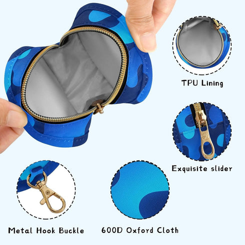 Blue Shades Round Pacifier Storage Case with Zipper, Portable Pacifier Case for Travel, Diaper Bag & Purse, Pacifier