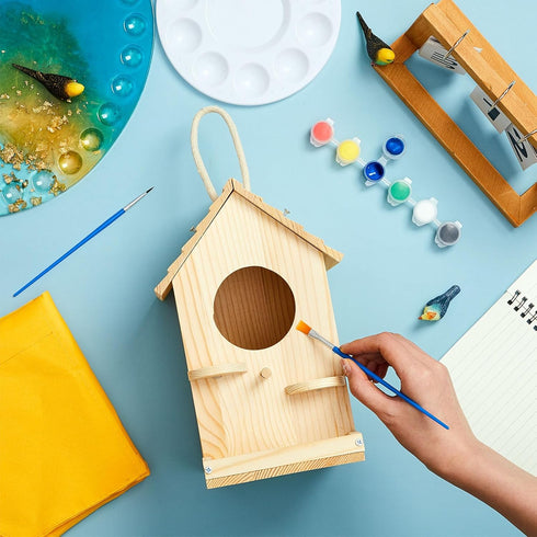 2 Pack 3-5 4-8 8-12 Liliful Birdhouse Kit, DIY Wooden Crafts for Kids and Adults, Bird House with Paint and Brushes