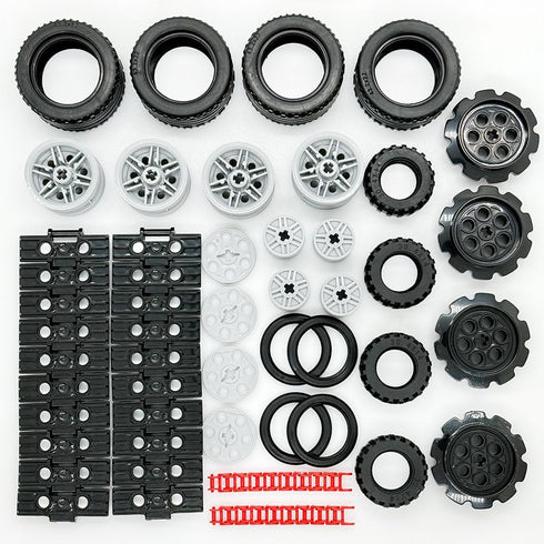 Miutrue 6yrs+ Technical Parts Car Gears Wheels Treads Chain Links Building Blocks Accessories Pieces kit Construction