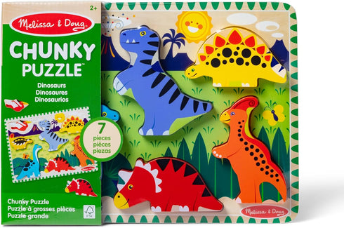 Melissa & Doug Dinosaur Wooden Chunky Puzzle (7 pcs) - FSC Certified
