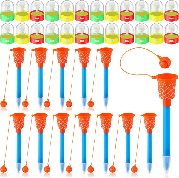 Honoson 48 Pcs Basketball Party Favors - 24 Mini Basketball Games & 24 Sports Pens for Desktop Decorations
