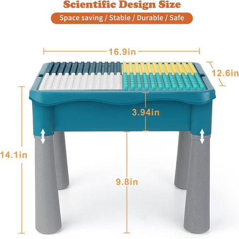 Double-Sided Kids Activity Table with Storage - 105pcs Marble Run Building Blocks, 5-in-1 Play Table