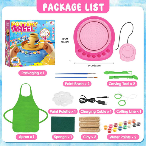 Weilim 8-12 3 Packs 6+ Pottery Wheel for Kids Complete DIY Pottery Painting Kit, Arts and Crafts for Kids Ages