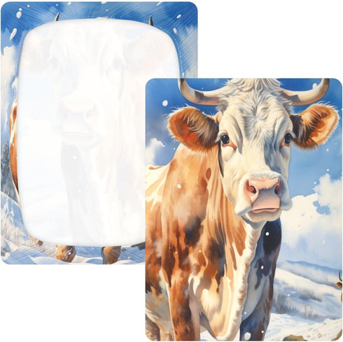 Bseiialft 52 28 Animal Cow Snow Crib Sheets for Boys Girls Soft and Breathable Cotton Baby Sheets for Standard Crib