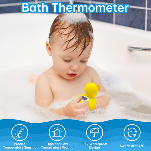 b&h Duck Baby Bath Thermometer - Toddlers Bath Temperature Safety Floating Toy, Bathtub Thermometer in Fahrenheit &
