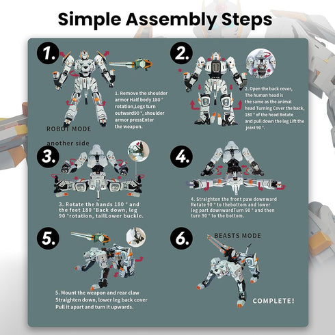 CSDCSD 6-12 Animals Transforming Robots Toy for Kids Deformation Tiger Action Figure Deformation Tiger Model, Portable
