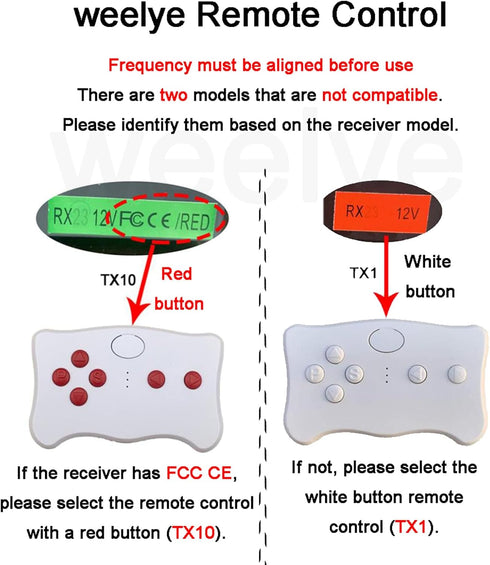 (TX10) 2.4G weelye red Button Bluetooth Remote Control, No Universal,for Kids Electric Ride On Car Only with Brand