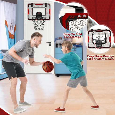 Basketball Hoop Indoor for Kids 5-10+ Years, Mini Basketball Hoop with Electronic Scoreboard Over The Door