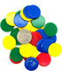 Plastic Counters (48): Gaming Tokens in Blue, Red, Yellow, Green for Bingo, Tiddly Winks, Board Games