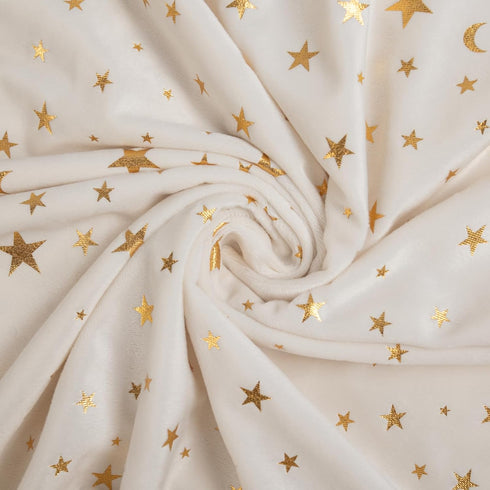 Baby Blanket for Boys Girls Soft Minky with Double Layer Dotted Backing, Star and Moon Printed 30 x 40 Inch
