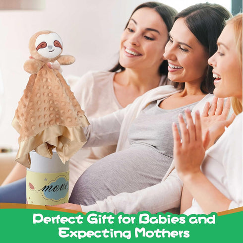 Sloth Baby Security Blankets, Soft Loveys for Babies, 16" Snuggle Toy Lovie, Baby Girl Gifts