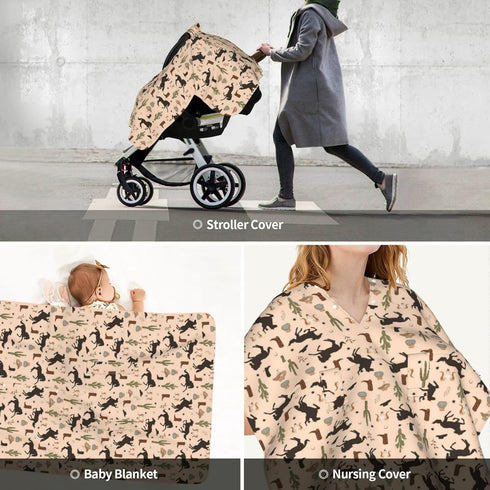 Mcewoel Western Baby Car Seat Canopy Cover, Nursing Cover for Newborn, Western Baby Stuff Stroller Cover for All