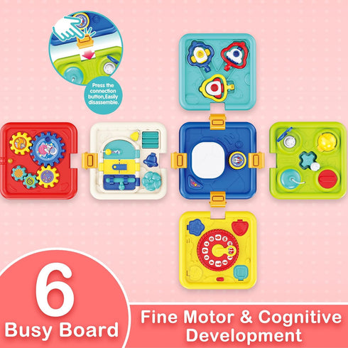 1+ 6-in-1 1 2 3 4 1st Covsen Montessori Toy for Year Old Girl Gift Busy Board for Toddlers Year Old Educational Sensory