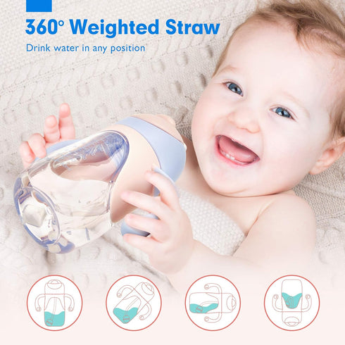 hahaland Sippy Cups for Baby 6-12 Months, 2 in 1 Spout & Straw Unicorns Sippy Cups for Toddlers, No Spill