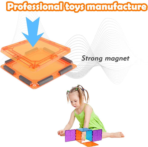 Magnetic Tiles, 96 Pcs Magnetic 3D Building Blocks - Educational Puzzle Magnets Toys for Girls Boys Ages 3+