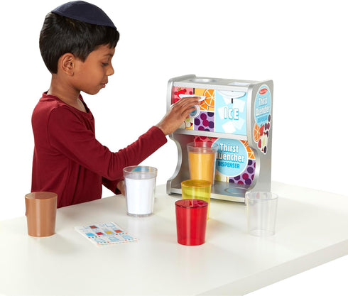 3+ Melissa & Doug Thirst Quencher Wooden Drink Dispenser with Juice Inserts, Ice Cubes & Play Kitchen Accessories