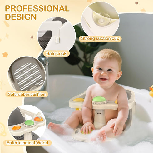 ZWRTU 6 Baby Bath Seat for Babies Months & Up - Non-Slip Toddler Bath Seat for Baby & Newborn with Suction Cups, Safe