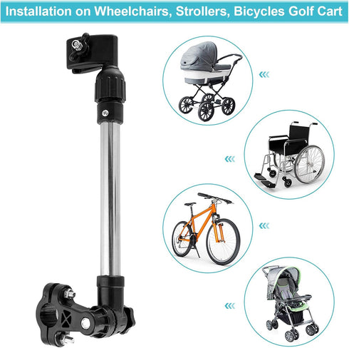 Retractable Umbrella Mount for Stroller, Universal Umbrella Holder for Bike, Baby Stroller, Wheelchair, Fishing Trolley