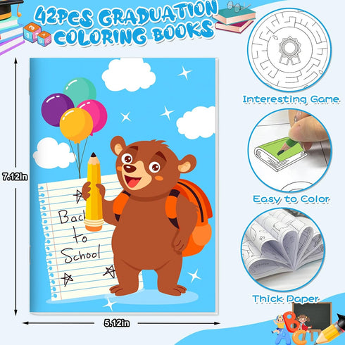 42Pcs Mini Coloring Books for Kindergarten Graduation, Small Activity Books for Kids, Classroom Party Favors, Congrats