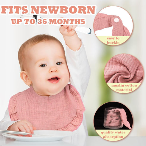10 Pcs Soft Adjustable Baby Muslin Bibs for Newborn Baby Girl Boy Toddlers Infants Teething Drool Bandana