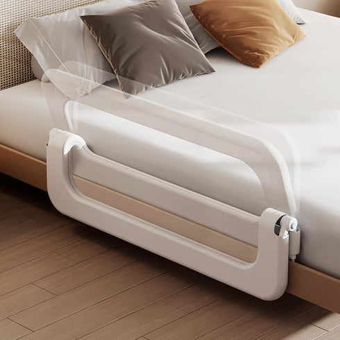 48in Baby Bed Guard Rail for Toddler - Adjustable Heights, Swing Down Bedrail, Extra Tall Child Safety Side Railing