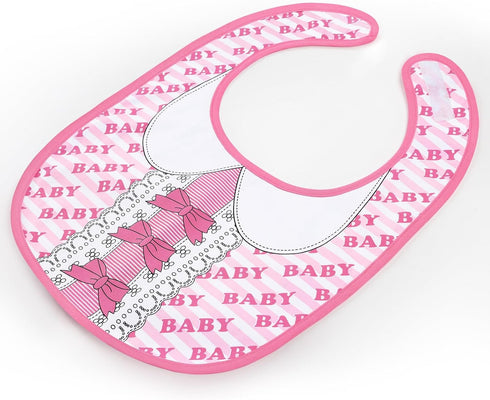 Littleforbig Adult Bib - Cotton Waterproof Babydoll Printed, Adjustable Velcro Closure - Pretty in Pink