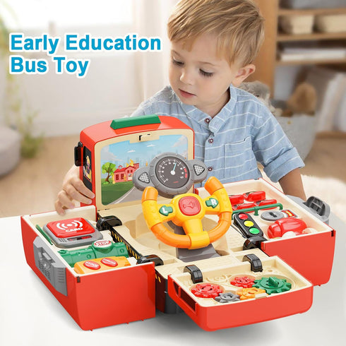 3-5 HONGTUO Fire Truck Toys with Teaching Meaning, Simulation Steering Wheel Driving Toy, Toddlers Fire Truck Toy
