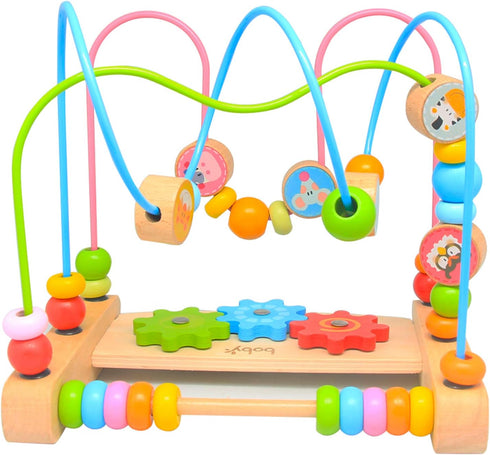 Bead Maze for Babies 6-12 Months, Wooden Educational Abacus Beads Circle, Colorful Roller Coaster Activity Game