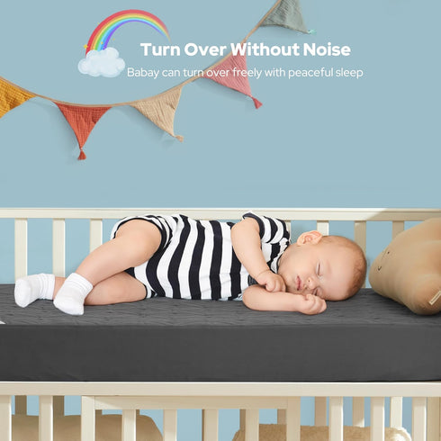 2 Pack, (52''x28'',Gray) Waterproof Crib Mattress Protector Soft and Breathable Crib Mattress Pad Cover, Noiseless