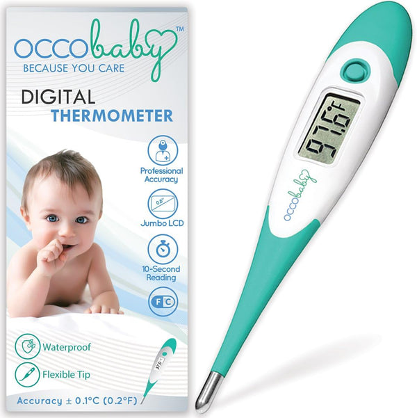OCCObaby Clinical Digital Baby Thermometer, LCD, Flexible Tip, Quick Accurate Fever Alarm for Infants & Toddlers
